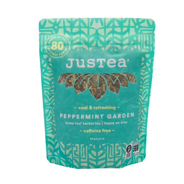 JusTea PEPPERMINT DETOX | Loose Leaf Herbal Tea | Recyclable Refill Pouch | 40+ Cups (1.6oz) | Caffeine Free |