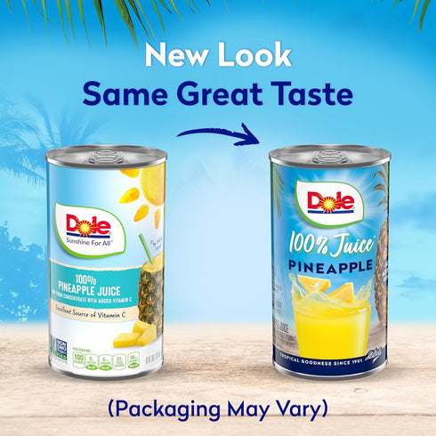100% 6 Oz (Pack 6), 48 Dole Pineapple Juice, Fruit Juice with Added Vitamin C, Fl of Total Cans