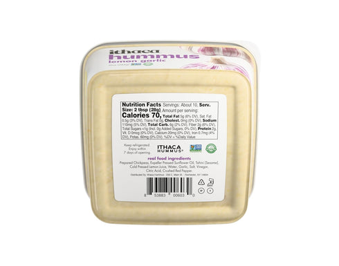 Hummus, Hummus, 10oz Ithaca Lemon Garlic Non-GMO, Minimal Ingredients