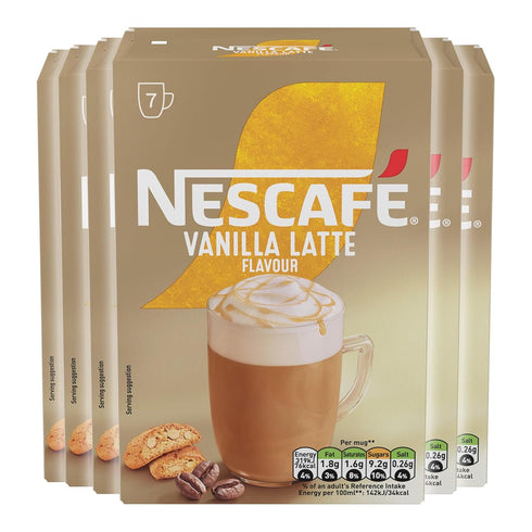 x7 (Pack 6, 42 NESCAF LATTE Vanilla Instant Coffee Sachets of Total Sachets)