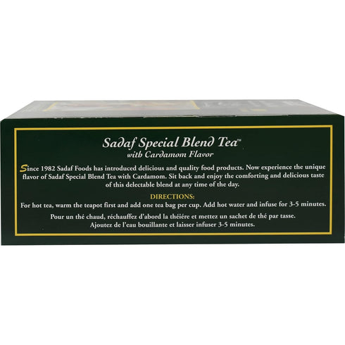50 (Pack 1) Sadaf Cardamom Tea Bags - Special Blend Cardamom Ceylon Black Tea - Quicktea Product harvested in Sri Lanka