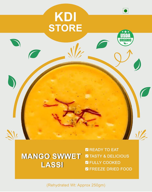 Store 65g, KDI Mango Sweet Lassi, Ready to Eat Freeze-Dried Yogurt Drink Mix, USDA Organic Certified