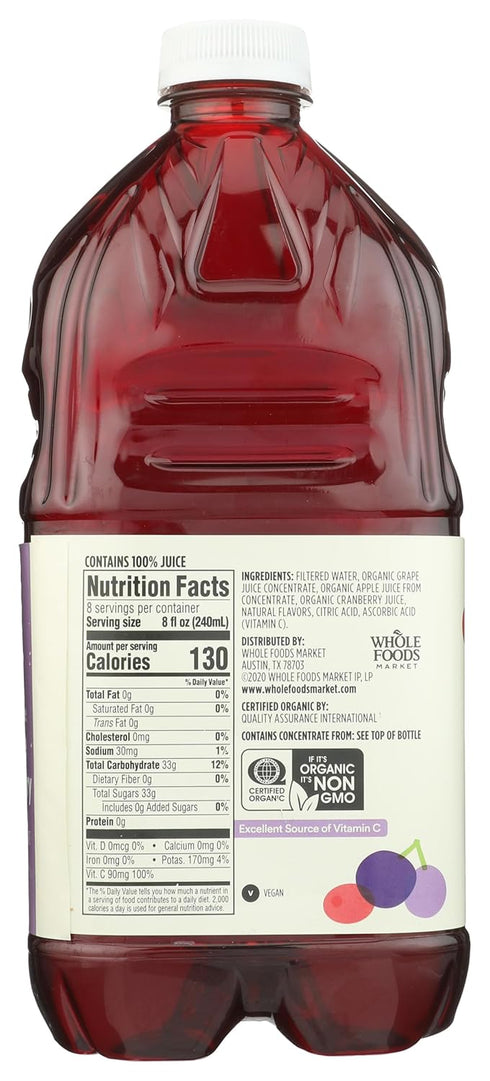 365 by Whole Foods Market 64 Oz , Organic Grape-Cranberry Juice Blend, Fl