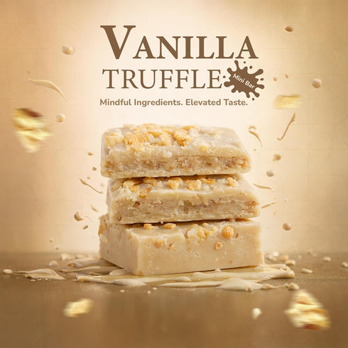 (12 25g) Rawmantic Vanilla Truffle Mini Bars x Blend of Vanilla, Vegan White Chocolate, Dates, Pea Protein Powder