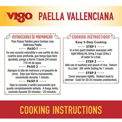 19 (Pack 6)) Vigo Authentic Paella Valenciana, Yellow Rice & Seafood Dinner, Spanish Recipe (Yellow Rice & Seafood