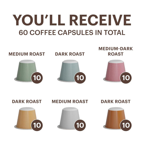 60 Count, 100% Pack G GRANA Coffee Pods, Compatible with Nespresso OriginalLine, Medium and Dark Roast Espresso, USDA