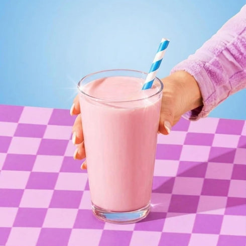 Moo'd Up (10g) 15 Mood Up Strawberry Milk Mix Low Sugar, High Protein Made with Real Strawberries, Dairy-Free, No