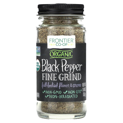 Frontier Co-op Organic Fine Ground Black Pepper - 1.8 Ounce Bottle, Full-bodied Flavor and Aroma