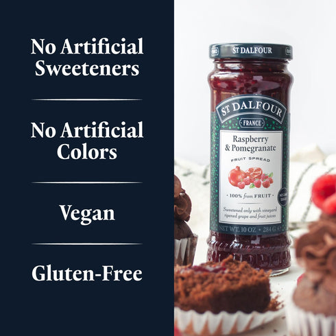 10oz 100% St. Dalfour Raspberry & Pomegranate Fruit Spread - - from Fruit, No Artificial Ingredients, Non-GMO, No Cane