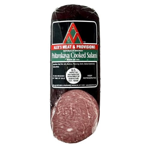 1.3 lb Alexs Meat Poltavskaya Cooked Salami Traditional Eastern European Pork & Beef Sausage, Fully Cooked, Mildly