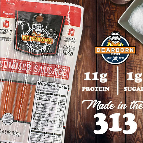 Generic Summer 4.5 oz Pack 3 Dearborn Brand Sausage - Bursting with Flavor, Perfect for Sharing!