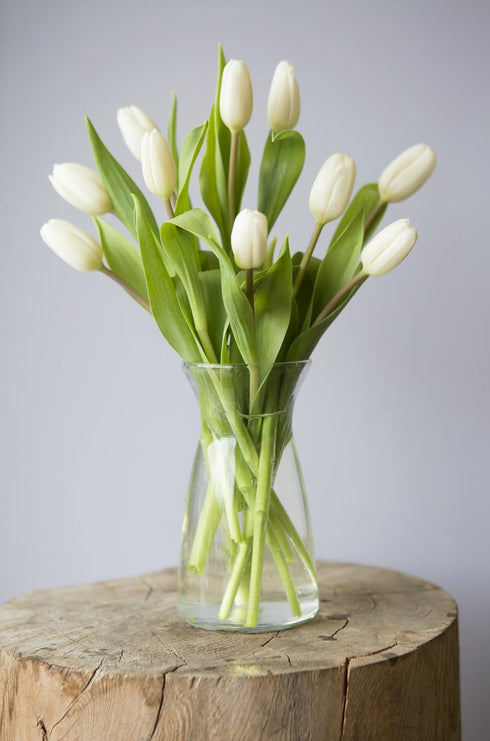 Blooms2Door 10 PRIME NEXT DAY DELIVERY - Fall Collection - Bouquet Of Farm-fresh White Tulips With Vase,.Gift