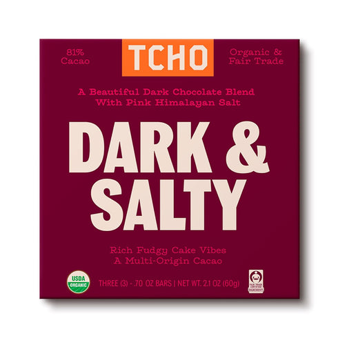 81% (10 pack) (2.1oz TCHO Dark & Salty Dark Chocolate Bars | Plant Based, Organic & Fair Trade | Non GMO, Non-Dairy