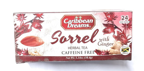 Caribbean Dreams Sorrel & Ginger Tea, 24 Tea Bags, All Natural, Caffeine