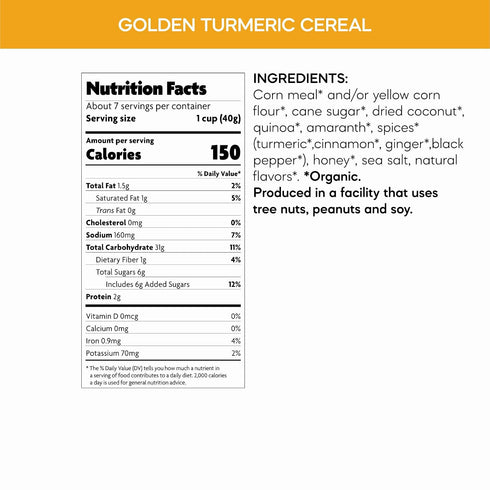 10.6 oz (Pack 1), Nature's Path Organic Golden Turmeric Cereal, of with Cinnamon, Ginger, and Cardamom, Gluten Free