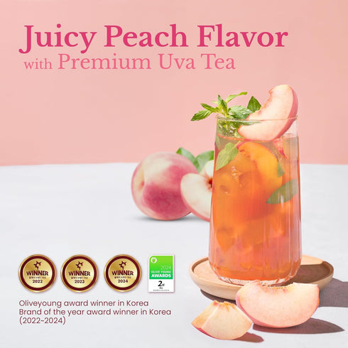 Summer 10 1.76oz Teazen Peach Iced Tea, Sugar Free, Uva Black Tea, Hydration Drink Mix, Sticks