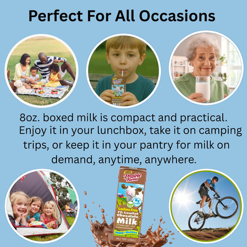 Prairie Farms Dairy 1% 8oz. (27 Pack) (8 Oz, Prairie Farms - Chocolate Lactose Free Milk, Shelf Stable Low Fat Milk