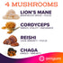 (30 OMYUM SuperNatural Coffee Alternative Servings) - Organic Superfood Adaptogen Mushroom Blend with Cacao, Lions