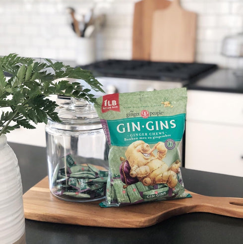 1 lb (16oz) Pack 1 GIN GINS Original Ginger Chews Natural Fresh Ginger Candy by The Ginger People Individually Wrapped