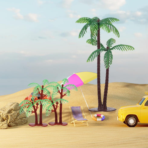 Gtziqa 16 Palm Tree Cake Topper, Pcs Mini Fake Palm Tree Decor Miniature Coconut Trees Model Artificial Tropical