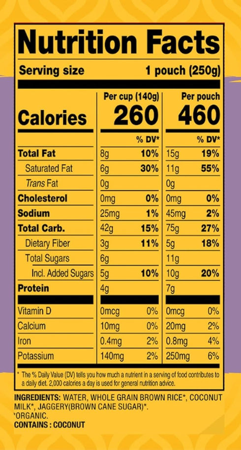 8.8 Pack 6, Tasty Bite Organic Coconut Rice, Ounce, of Ready to Eat, Microwavable, Vegan, Gluten-Free
