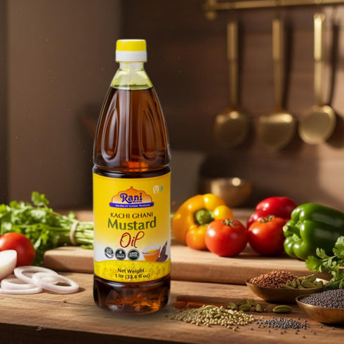 33.8 (1 100% Rani Mustard Oil (Kachi Ghani) Ounce Liter) NON-GMO | Gluten Free | Vegan | Natural | Kosher