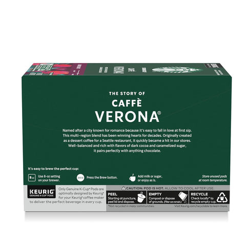 100% 1 (40 Starbucks K-Cup Coffee Pods, Dark Roast, Caff Verona for Keurig Brewers, Arabica, Box Pods)