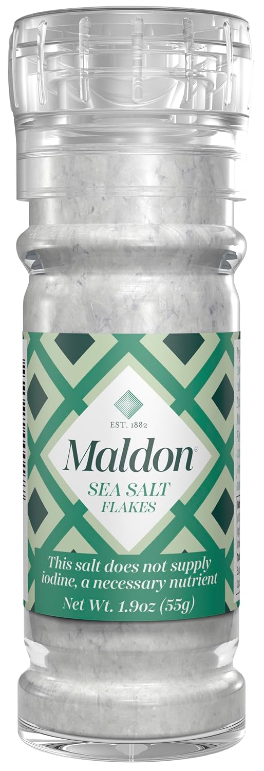 Maldon Salt, Sea Salt Grinder, 55 g, Refillable and Adjustable, Kosher, Natural,