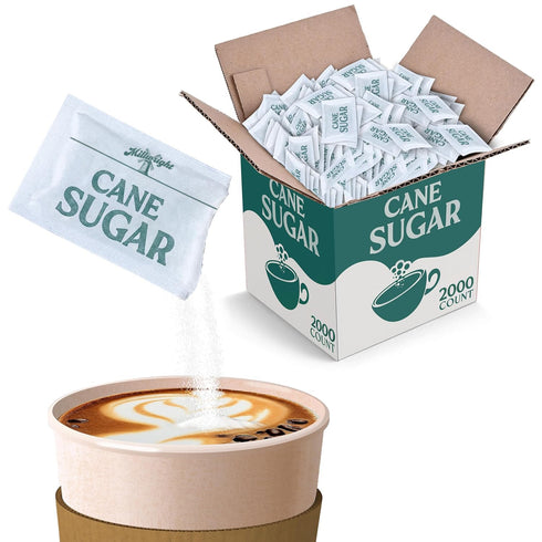 Bulk White Sugar Packets 2000 Count Individual Portion Packs for Hot Drinks