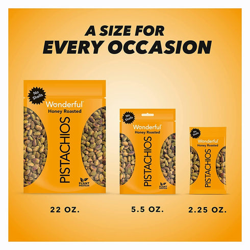 Wonderful Pistachios No Shells - Honey Roasted Nuts, 5.5 Ounce Resealable Bag, Gluten Free Protein Snacks