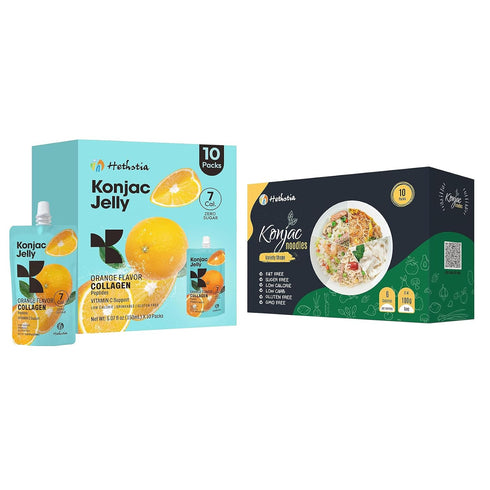 Hethstia Konjac Noodle Variety & Orange Konjac Jelly Bundle, Low-Calorie Shirataki Pasta