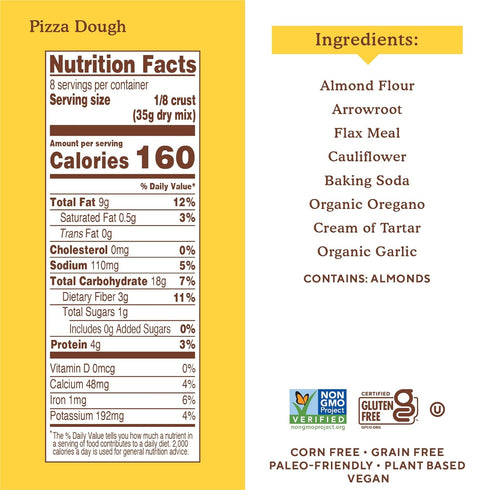 9.8 (Pack 2) Simple Mills Almond Flour Baking Mix, Cauliflower Pizza Dough - Gluten Free, Vegan, Plant Based, Ounce