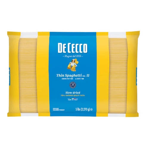 De Cecco Thin Spaghetti No. 1 Pasta, 5 Lb, Authentic, Slow Dried, Made with