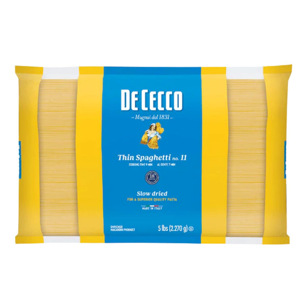 De Cecco Thin Spaghetti No. 1 Pasta, 5 Lb, Authentic, Slow Dried, Made with