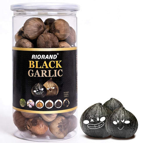RioRand Black Garlic Whole Black Garlic Fermented for 90 Days Non-Additives Ready