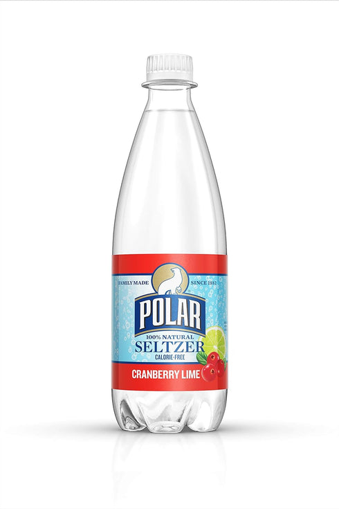 Polar Beverages Seltzer Cranberry Lime, 20 Fluid Ounce (Pack of 24)