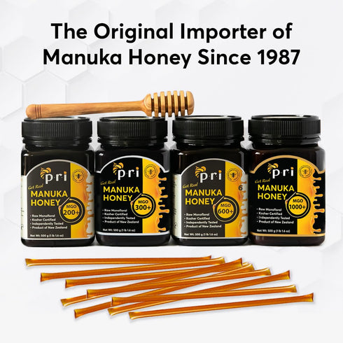 300+, Pack, 20 Count P.R.I Manuka Honey Sticks, MGO Raw New Zealand Manuka Honey, Premium SingleServe OntheGo