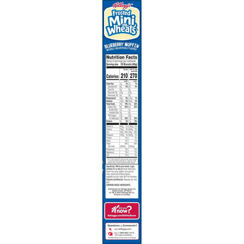 14.3oz (1 Kellogg's Frosted Mini Wheats Breakfast Cereal, Fiber Cereal, Kids Snacks, Blueberry Muffin, Box Box)