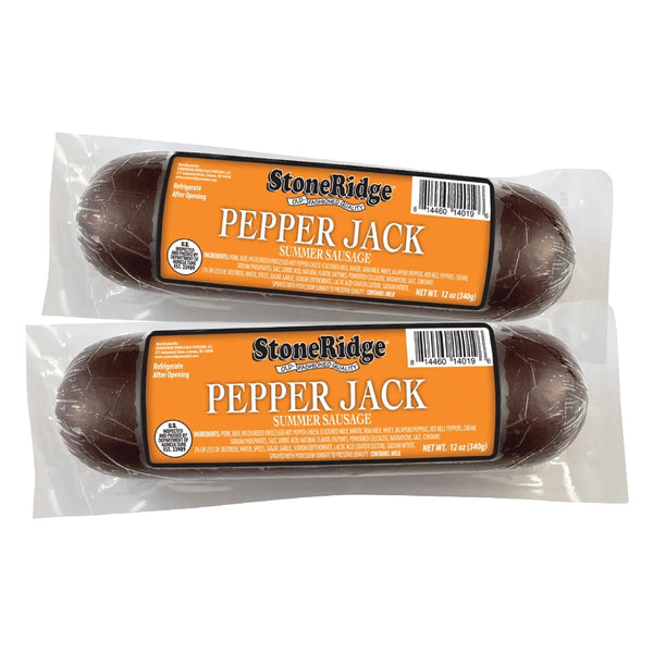 StoneRidge Old Fashioned Summer Sausage, Pepper Jack, 12 oz, 2 Pack