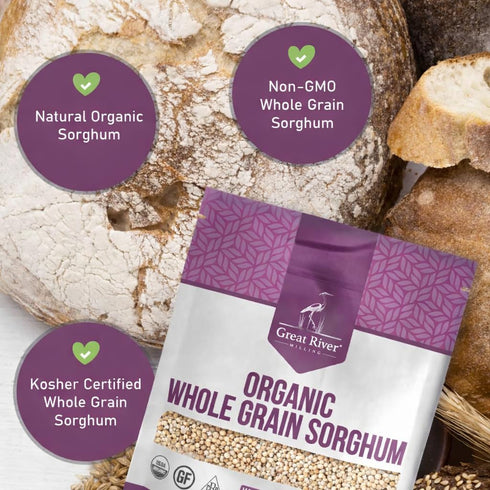 5 Lb Great River Milling Whole Grain Sorghum | High-Protein Ancient Grain | Non-GMO, Kosher Certified | Ideal