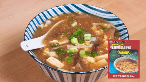 0.88 oz (Pack 12) Kikkoman Egg Flower Soup Mix Hot and Sour