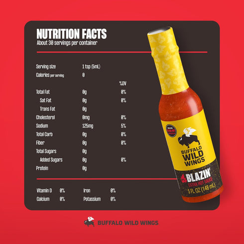 5 oz, (Pack 2) Buffalo Wild Wings Blazin Hot Sauce, fl Extra Hot Dipping Sauce, Marinade and Seasoning for Chicken