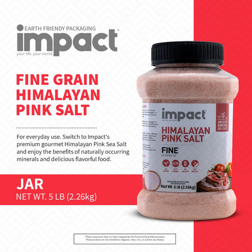 5lb Impact - Fine Himalayan Pink Sea Salt - No Additives Rich in Trace Minerals Non-GMO Gluten-Free Ideal for Low-Carb