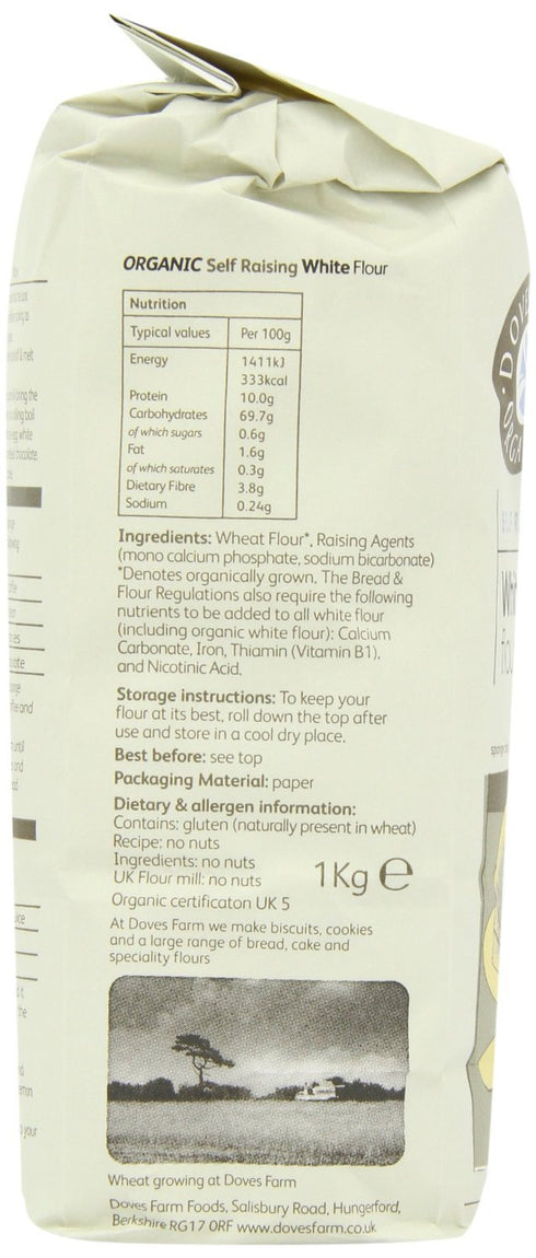 (1Kg) Pack 2 Doves Farm Organic White Self Raising Flour