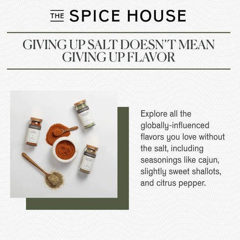 Set 3 Count Spice House - No Salt Variety - - Cup Each - Sealed Display Jars - The Freshest Seasonings Including Cajun