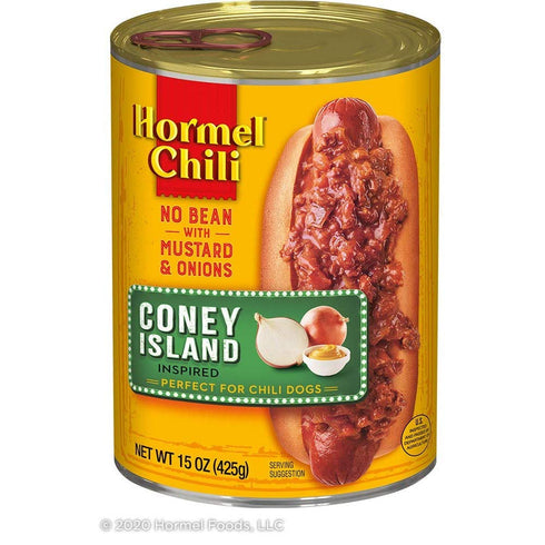 Hormel Coney Island Chili, No Bean with Mustard and Onions, Perfect for