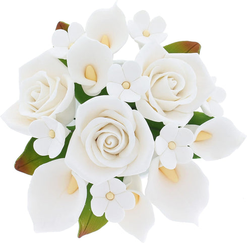 Global Sugar Art Calla Lily and Peace Rose Sugar Flower Bouquet, White