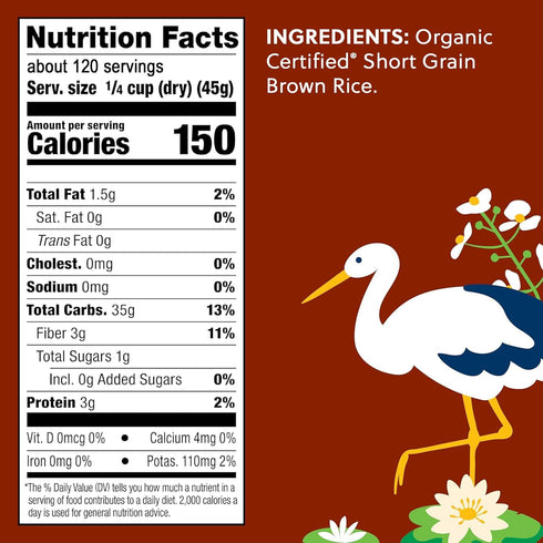 12 Lb Lundberg Organic Short Grain Brown Rice, Bulk Bag, Sticky Rice