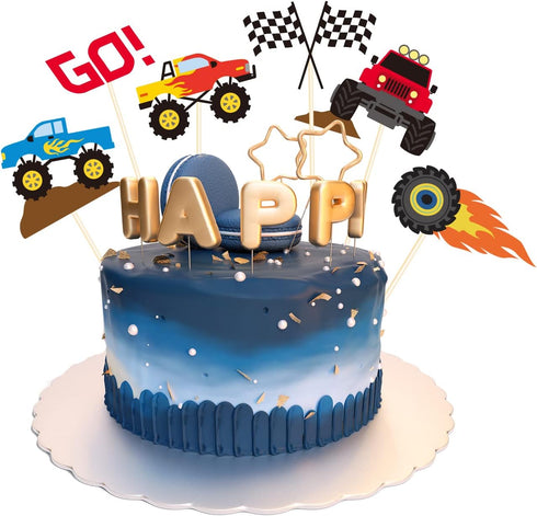48 Pieces Monster Truck Blaze Car Cupcake Toppers, Cute Baby Shower Birthday Party Supplies
