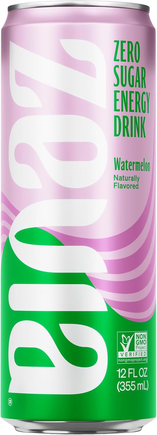 Zevia Zero Sugar Energy Drink, Watermelon, 12 Ounce Can